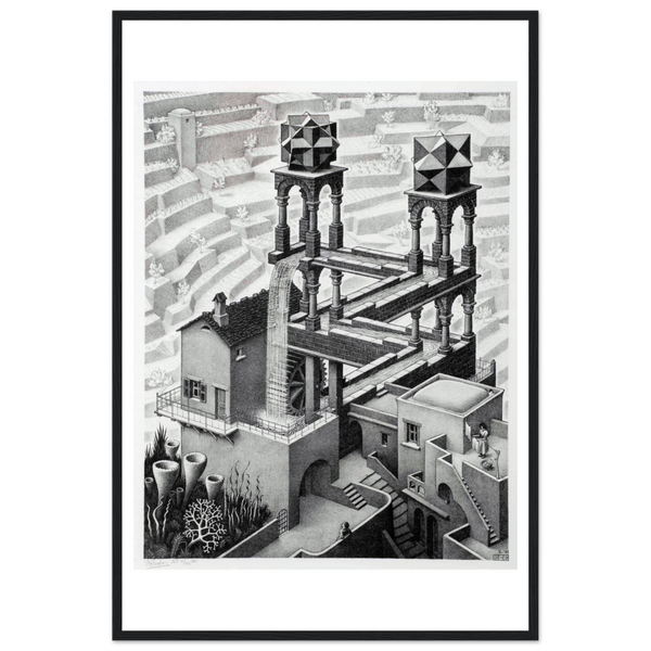 MC Escher Waterfall Art Poster - Matte / 24 x 36″ (60 90cm) Black