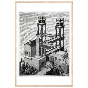 MC Escher Waterfall Art Poster - Matte / 24 x 36″ (60 90cm) Wood