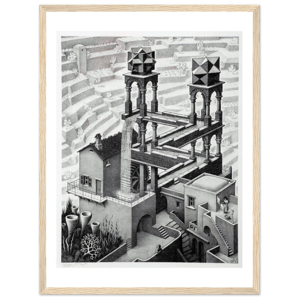 MC Escher Waterfall Art Poster - Matte / 18 x 24″ (45 60cm) Wood