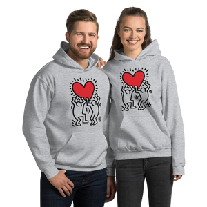 Men Holding Heart Icon Street Art Hoodie - Hoodie