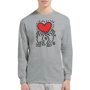 Men Holding Heart Icon Street Art Long Sleeve Shirt - Long Sleeve Shirt