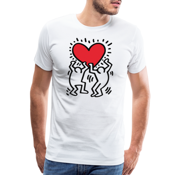 Men Holding Heart Icon Street Art T-Shirt - T-Shirt