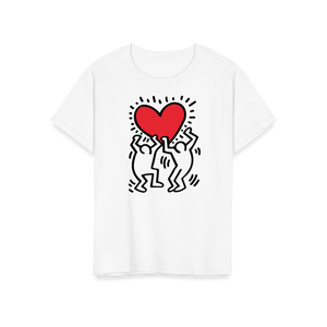 Men Holding Heart Icon Street Art T-Shirt - Youth / White / S - T-Shirt