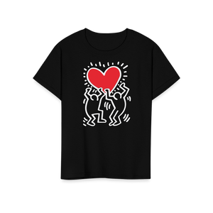 Men Holding Heart Icon Street Art T-Shirt - Youth / Black / S - T-Shirt