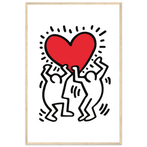 Men Holding Heart Pop Art Poster - Matte / 24 x 36″ (60 90cm) Wood