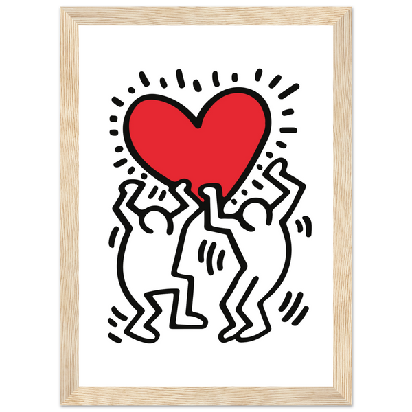 Men Holding Heart Pop Art Poster - Matte / 8 x 12″ (21 29.7cm) Wood