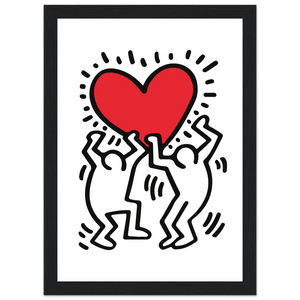 Men Holding Heart Pop Art Poster - Matte / 8 x 12″ (21 29.7cm) Black