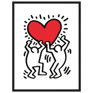 Men Holding Heart Pop Art Poster - Matte / 18 x 24″ (45 60cm) Black