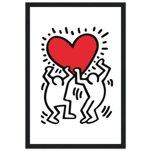 Men Holding Heart Pop Art Poster - Matte / 12 x 18″ (30 45cm) Black