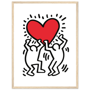 Men Holding Heart Pop Art Poster - Matte / 18 x 24″ (45 60cm) Wood