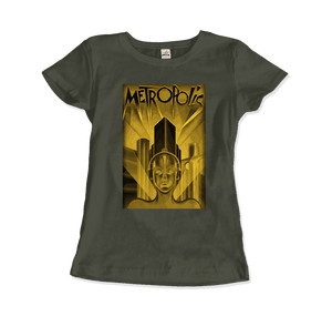 Metropolis - 1927 Movie Poster Reproduction in Oil Paint T-Shirt - Women / Military Green / S - T-Shirt
