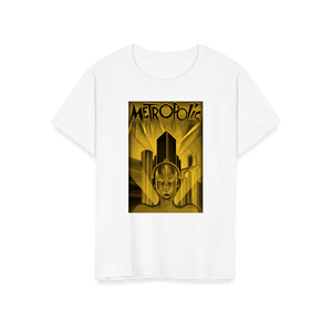 Metropolis - 1927 Movie Poster Reproduction in Oil Paint T-Shirt - Youth / White / S - T-Shirt