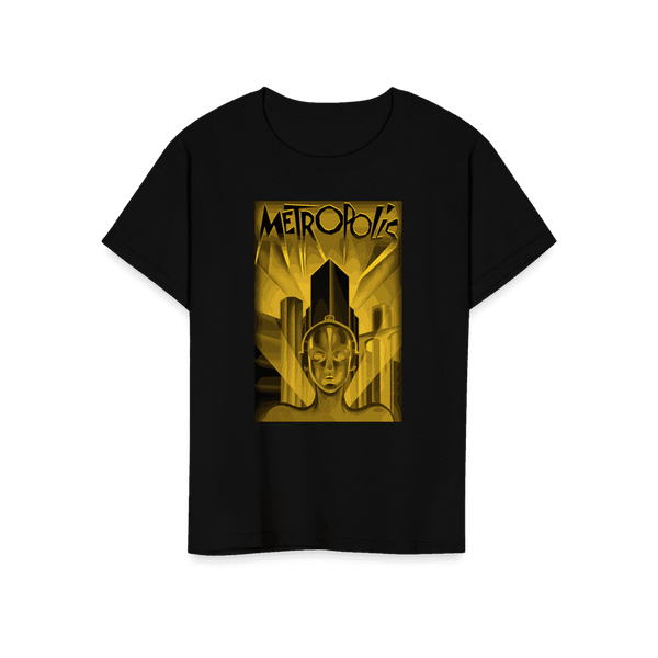 Metropolis - 1927 Movie Poster Reproduction in Oil Paint T-Shirt - Youth / Black / S - T-Shirt