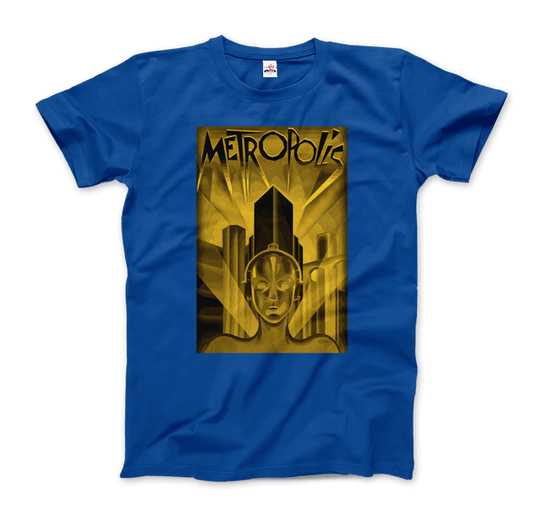 Metropolis - 1927 Movie Poster Reproduction in Oil Paint T-Shirt - Men / Royal Blue / S - T-Shirt