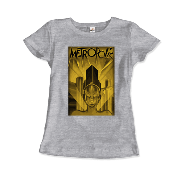 Metropolis - 1927 Movie Poster Reproduction in Oil Paint T-Shirt - Women / Heather Grey / S - T-Shirt