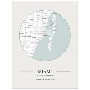 Miami Florida United States - Minimalist Map Poster - Matte / 8 x 12″ (21 x 29.7cm) / None - Poster
