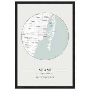 Miami Florida United States - Minimalist Map Poster - Matte / 12 x 18″ (30 x 45cm) / Black - Poster
