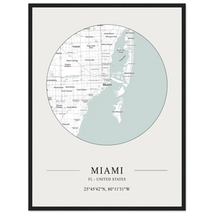 Miami Florida United States - Minimalist Map Poster - Matte / 18 x 24″ (45 x 60cm) / Black - Poster