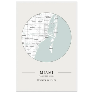 Miami Florida United States - Minimalist Map Poster - Matte / 24 x 36″ (60 x 90cm) / White - Poster