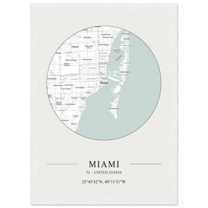 Miami Florida United States - Minimalist Map Poster - Matte / 8 x 12″ (21 x 29.7cm) / White - Poster