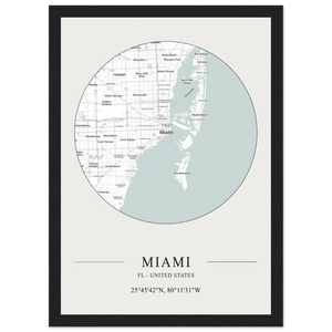 Miami Florida United States - Minimalist Map Poster - Matte / 8 x 12″ (21 x 29.7cm) / Black - Poster