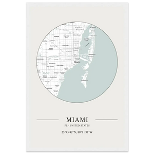 Miami Florida United States - Minimalist Map Poster - Matte / 12 x 18″ (30 x 45cm) / White - Poster