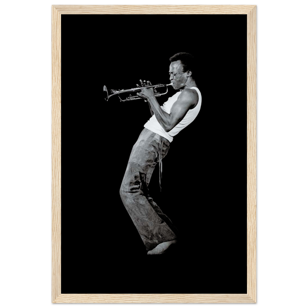 Miles Davis Playing his Trumpet Artwork Poster - Matte / 12 x 18″ (30 45cm) Wood