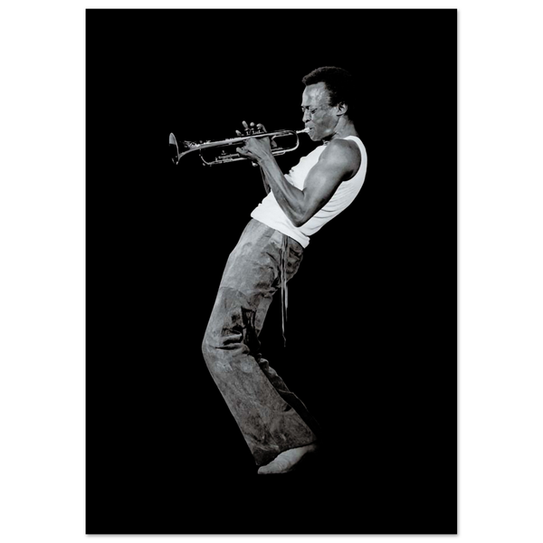 Miles Davis Playing his Trumpet Artwork Poster