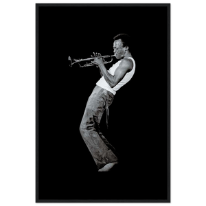 Miles Davis Playing his Trumpet Artwork Poster - Matte / 24 x 36″ (60 90cm) Black