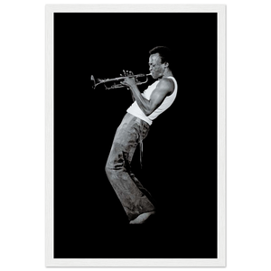 Miles Davis Playing his Trumpet Artwork Poster - Matte / 12 x 18″ (30 45cm) White