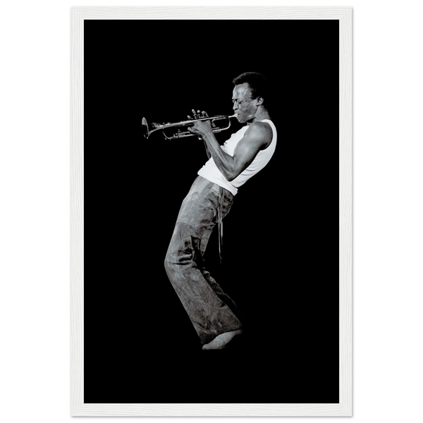 Miles Davis Playing his Trumpet Artwork Poster - Matte / 12 x 18″ (30 45cm) White