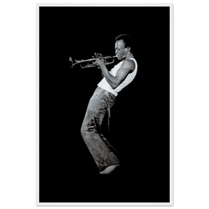 Miles Davis Playing his Trumpet Artwork Poster - Matte / 24 x 36″ (60 90cm) White