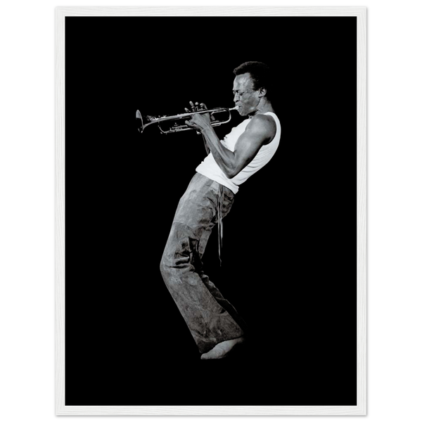 Miles Davis Playing his Trumpet Artwork Poster - Matte / 18 x 24″ (45 60cm) White