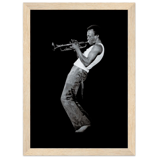 Miles Davis Playing his Trumpet Artwork Poster - Matte / 8 x 12″ (21 29.7cm) Wood
