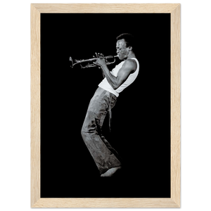 Miles Davis Playing his Trumpet Artwork Poster - Matte / 8 x 12″ (21 29.7cm) Wood