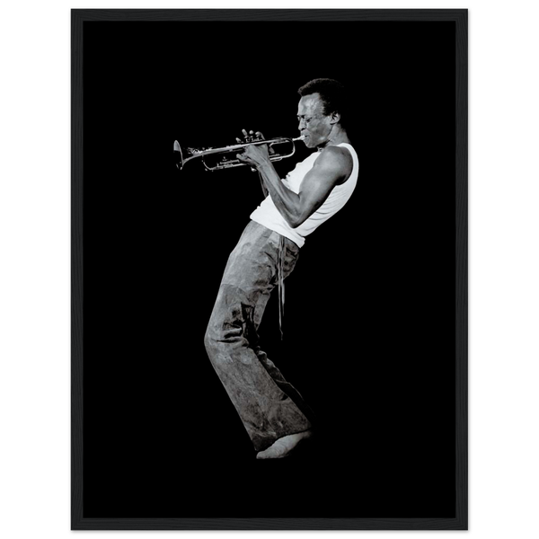 Miles Davis Playing his Trumpet Artwork Poster - Matte / 18 x 24″ (45 60cm) Black
