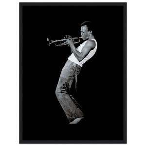 Miles Davis Playing his Trumpet Artwork Poster - Matte / 18 x 24″ (45 60cm) Black