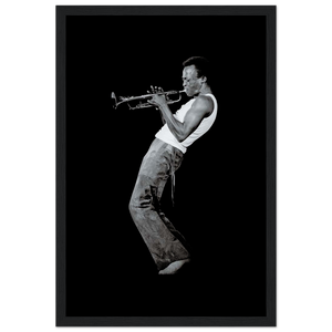 Miles Davis Playing his Trumpet Artwork Poster - Matte / 12 x 18″ (30 45cm) Black