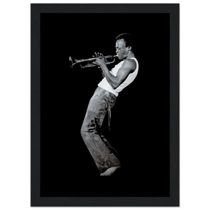 Miles Davis Playing his Trumpet Artwork Poster - Matte / 8 x 12″ (21 29.7cm) Black