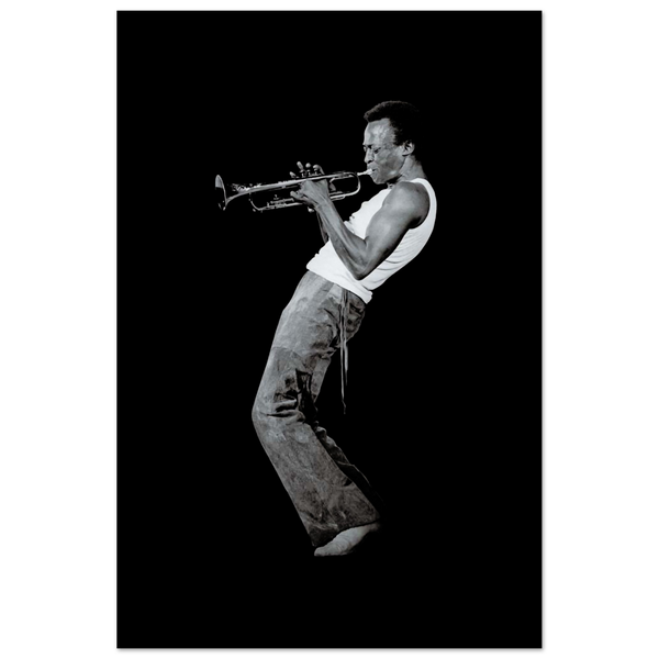 Miles Davis Playing his Trumpet Artwork Poster - Matte / 24 x 36″ (60 90cm) None