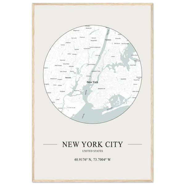 New York City United States - Minimalist Poster - Matte / 24 x 36″ (60 x 90cm) / Wood - Poster