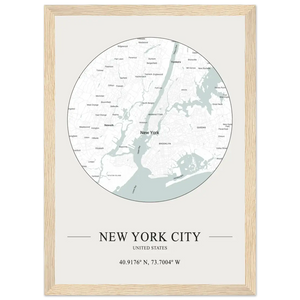 New York City United States - Minimalist Poster - Matte / 8 x 12″ (21 x 29.7cm) / Wood - Poster