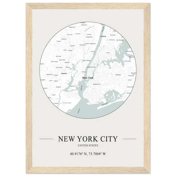 New York City United States - Minimalist Poster - Matte / 8 x 12″ (21 x 29.7cm) / Wood - Poster