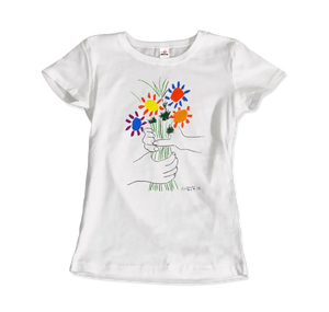 Pablo Picasso Bouquet of Peace 1958 Artwork T-shirt - Women (fitted) / White / s - T-shirt