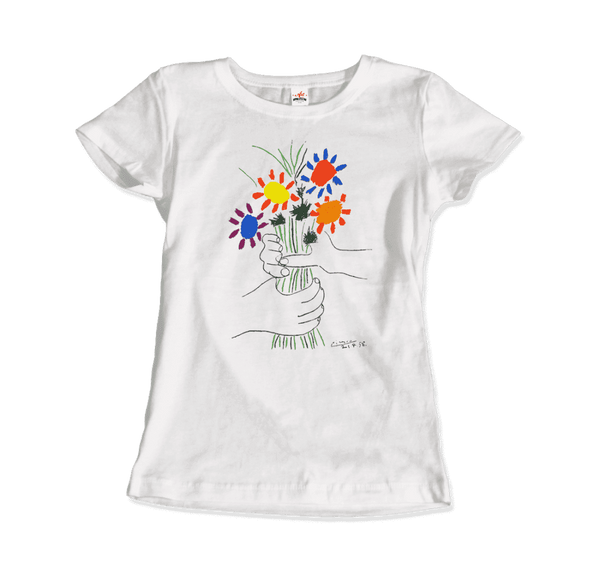 Pablo Picasso Bouquet of Peace 1958 Artwork T-Shirt - Women / White / Small by Art-O-Rama