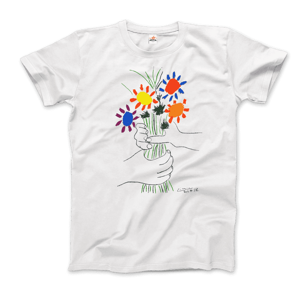 Pablo Picasso Bouquet of Peace 1958 Artwork T-Shirt - Men / White / Small by Art-O-Rama