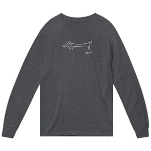 Pablo Picasso Dachshund Dog (Lump) Art Long Sleeve Shirt - Dark Heather / Small - Long Sleeve Shirt