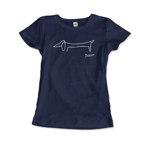 Pablo Picasso Dachshund Dog (lump) Artwork T-shirt - Women (fitted) / Navy / s - T-shirt