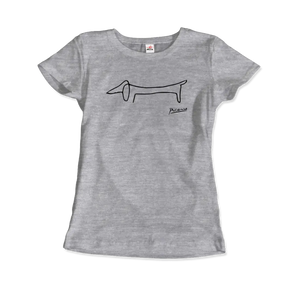 Pablo Picasso Dachshund Dog (lump) Artwork T-shirt - Women (fitted) / Heather Grey / s - T-shirt