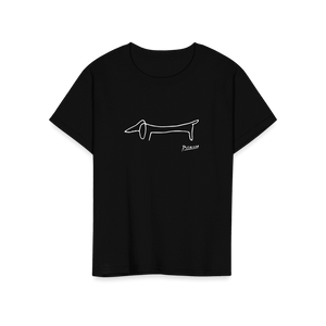Pablo Picasso Dachshund Dog (Lump) Artwork T-Shirt - Youth / Black / S - T-Shirt